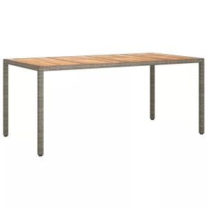 vidaXL, vidaXL Gartentisch 190x90x75 cm Poly Rattan und Akazienholz Grau, vidaXL Gartentisch 190x90x75 cm Poly Rattan und Akazienholz Grau