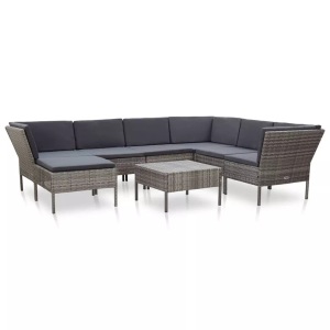 Diverse Hardware, 8-tlg. Garten-Lounge-Set mit Auflagen Poly Rattan Grau, vidaXL 8-tlg. Garten-Lounge-Set mit Auflagen Poly Rattan Grau