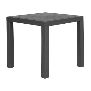 Beliani, Beliani Gartentisch Rattanoptik graphitgrau 80 x 80 cm FOSSANO, Beliani - Gartentisch aus Kunststoff Industriell FOSSANO, One Size, Gewittergrau