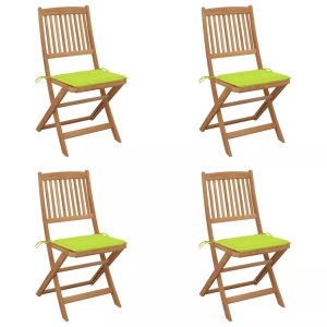 vidaXL, vidaXL Klappbare Gartenstühle 4 Stk. mit Kissen Massivholz Akazie