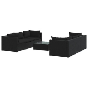 vidaXL, vidaXL 7-tlg. Garten-Lounge-Set mit Kissen Poly Rattan Schwarz, 