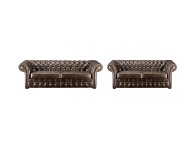 Vente-unique, Chesterfield Garnitur 3+2 CLOTAIRE Vintage Leder Chesterfield Garnitur 3+2 CLOTAIRE Vintage Leder, 