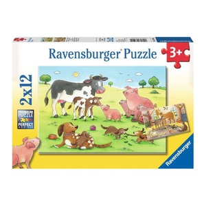 undefined, Ravensburger Glückliche Tierfamilien Puzzle 2x12 teilig 07590, Ravensburger Kinderpuzzle - 07590 Glückliche Tierfamilien - Puzzle für Kinder ab 3 Jahren mit 2x12 Teilen