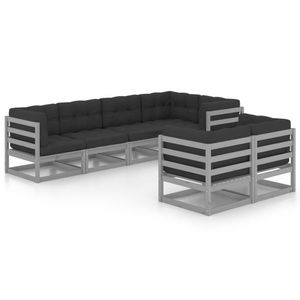 vidaXL, vidaXL 7-tlg. Garten-Lounge-Set mit Kissen Kiefer Massivholz, vidaXL 7-tlg. Garten-Lounge-Set mit Kissen Massivholz Kiefer