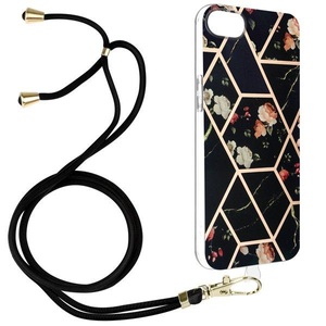 Avizar, Apple iPhone SE 2022 - Silikongel Schutzhülle, Avizar - Hülle mit Halsband iPhone 7 / 8 /SE 2020, Schwarz