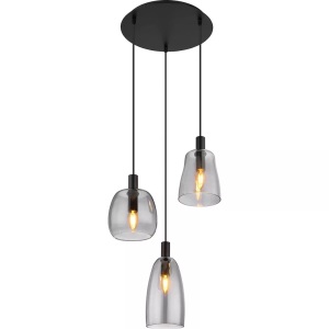 mutoni light, Hängeleuchte Garri Metall schwarz matt 3xE14, HÄNGELEUCHTE 15789-3HB