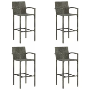 vidaXL, vidaXL Barhocker 4 Stk. Grau Poly Rattan, vidaXL Barhocker 4 Stk. Grau Poly Rattan