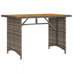 vidaXL, vidaXL Gartentisch mit Holzplatte Grau 110x68x70 cm Poly Rattan