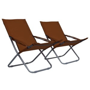 vidaXL, vidaXL Klappbare Strandstühle 2 Stk. Stoff Braun