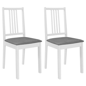 vidaXL, vidaXL Esszimmerstühle mit Polstern 2 Stk. Weiß Massivholz, vidaXL Esszimmerstühle mit Polstern 2 Stk. Weiß Massivholz