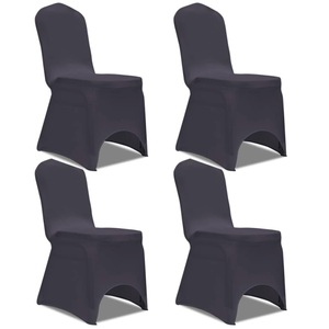 vidaXL, vidaXL Stretch Stuhlbezug 4 Stück Anthrazit, vidaXL Stretch Stuhlbezug 4 Stück Anthrazit