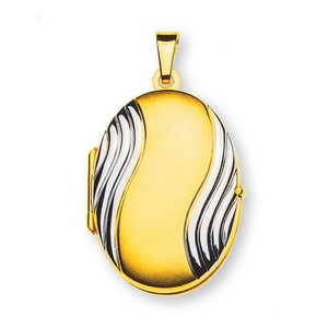 MUAU Schmuck, Anhänger Medaillon Gelbgold 750, 30x18mm Damen Gelbgold ONE SIZE, MUAU Schmuck - Anhänger Medaillon Gelbgold 750, 30x18mm, One Size,