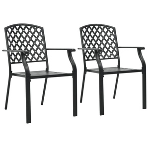 vidaXL, vidaXL Stapelbare Gartenstühle 2 Stk. Stahl Schwarz, 