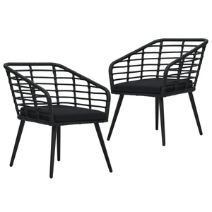 vidaXL, vidaXL Gartenstühle 2 Stk. mit Auflagen Poly Rattan Schwarz, vidaXL Gartenstühle 2 Stk. mit Auflagen Poly Rattan Schwarz