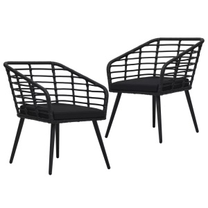 vidaXL, vidaXL Gartenstühle 2 Stk. mit Auflagen Poly Rattan Schwarz, vidaXL Gartenstühle 2 Stk. mit Auflagen Poly Rattan Schwarz