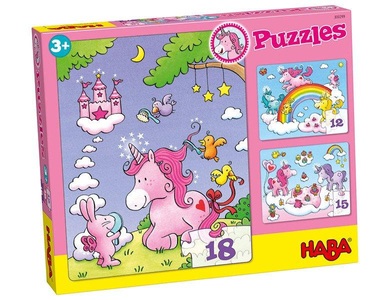 Haba, Puzzles Einhorn Glitzerglück, Puzzle ? Einhorn Glitzerglück 12- bis 18-teilig