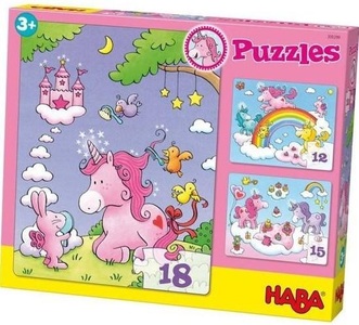 Haba, Puzzles Einhorn Glitzerglück, Puzzle ? Einhorn Glitzerglück 12- bis 18-teilig