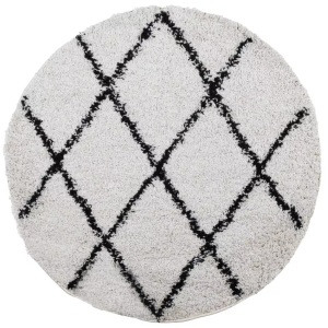 vidaXL, vidaXL Teppich Shaggy Hochflor Modern Creme und Schwarz Ø 160 cm
