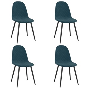 vidaXL, vidaXL Esszimmerstühle 4 Stk. Blau Samt, vidaXL Esszimmerstühle 4 Stk. Blau Samt
