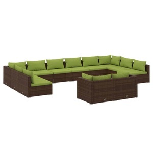 vidaXL, vidaXL 12-tlg. Garten-Lounge-Set mit Kissen Braun Poly Rattan, 