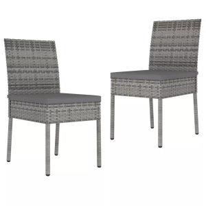 vidaXL, vidaXL Garten-Essstühle 2 Stk. Poly Rattan Grau