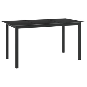 vidaXL, vidaXL Gartentisch Schwarz 150x90x74 cm Aluminium und Glas, vidaXL Gartentisch Schwarz 150x90x74 cm Aluminium und Glas