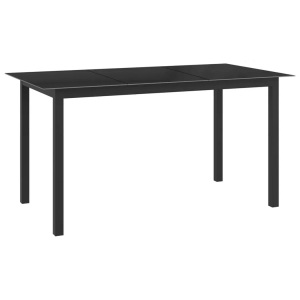 vidaXL, vidaXL Gartentisch Schwarz 150x90x74 cm Aluminium und Glas, vidaXL Gartentisch Schwarz 150x90x74 cm Aluminium und Glas