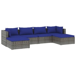 vidaXL, vidaXL 6-tlg. Garten-Lounge-Set mit Kissen Poly Rattan Grau