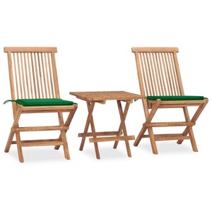 vidaXL, vidaXL 3-tlg. Garten-Essgruppe mit Kissen Klappbar Massivholz Teak, vidaXL 3-tlg. Garten-Essgruppe mit Kissen Klappbar Massivholz Teak
