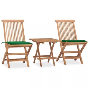 vidaXL, vidaXL 3-tlg. Garten-Essgruppe mit Kissen Klappbar Massivholz Teak, vidaXL 3-tlg. Garten-Essgruppe mit Kissen Klappbar Massivholz Teak