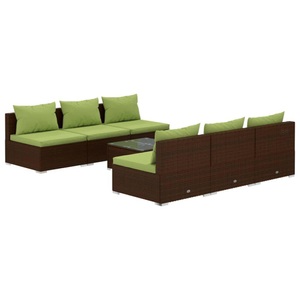 vidaXL, vidaXL 7-tlg. Garten-Lounge-Set mit Kissen Poly Rattan Braun, vidaXL 7-tlg. Garten-Lounge-Set mit Kissen Poly Rattan Braun