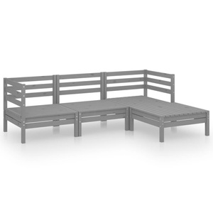 vidaXL, vidaXL 4-tlg. Garten-Lounge-Set Massivholz Kiefer Grau