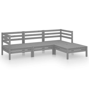 vidaXL, vidaXL 4-tlg. Garten-Lounge-Set Massivholz Kiefer Grau