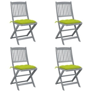 vidaXL, vidaXL Klappbare Gartenstühle 4 Stk. mit Kissen Massivholz Akazie, vidaXL Klappbare Gartenstühle 4 Stk. mit Kissen Massivholz Akazie