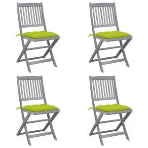 vidaXL, vidaXL Klappbare Gartenstühle 4 Stk. mit Kissen Massivholz Akazie, vidaXL Klappbare Gartenstühle 4 Stk. mit Kissen Massivholz Akazie
