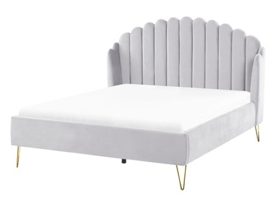 Beliani, Bett mit Lattenrost aus Samtstoff Retro AMBILLOU Bett mit Lattenrost aus Samtstoff Retro AMBILLOU, Beliani - Bett mit Lattenrost aus Samtstoff Retro AMBILLOU, 140x200 cm, Rauch