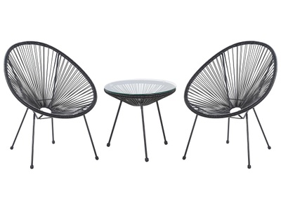 Beliani, Beliani ACAPULCO II Rattanmöbel Set Kunststoff, Beliani - Bistro Set aus PE Rattan Boho ACAPULCO II, One Size, Schwarz
