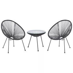 Beliani, Beliani ACAPULCO II Rattanmöbel Set Kunststoff, Beliani - Bistro Set aus PE Rattan Boho ACAPULCO II, One Size, Schwarz