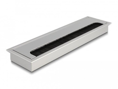 Delock, 66862 Kabel-Organizer Tisch/Bank Cable grommet Silber 1 Stück(e), Delock Einbaurahmen für Tisch mit Bürste 280x80x28mm, Silber