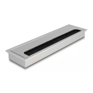 Delock, 66862 Kabel-Organizer Tisch/Bank Cable grommet Silber 1 Stück(e), Delock Einbaurahmen für Tisch mit Bürste 280x80x28mm, Silber