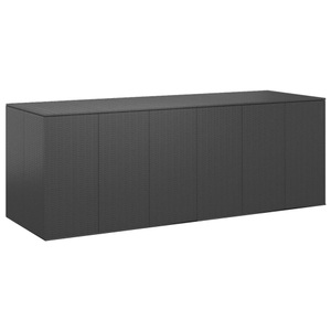 vidaXL, vidaXL Garten-Kissenbox PE Rattan 291x100,5x104 cm Schwarz, vidaXL Garten-Kissenbox PE Rattan 291x100,5x104 cm Schwarz