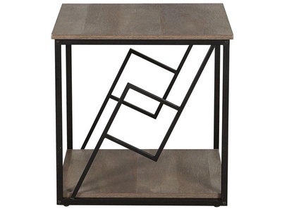 Beliani, Beliani Beistelltisch dunkler Holzfarbton FORRES, Beliani - Beistelltisch aus Spanplatte Industriell FORRES, One Size, Braun Leder