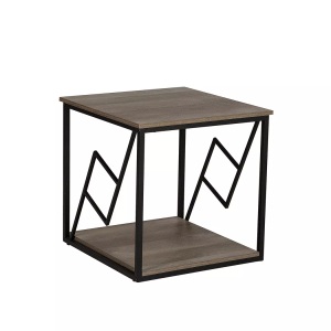 Beliani, Beliani Beistelltisch dunkler Holzfarbton FORRES, Beliani - Beistelltisch aus Spanplatte Industriell FORRES, One Size, Braun Leder