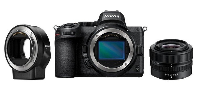Nikon, NIKON Z 5 Body + NIKKOR Z 24-50mm f/4-6.3 + Bajonettadapter FTZ - Systemkamera (Fotoauflösung: 24.3 MP) Schwarz, Nikon - Z 5 24-50 Kit