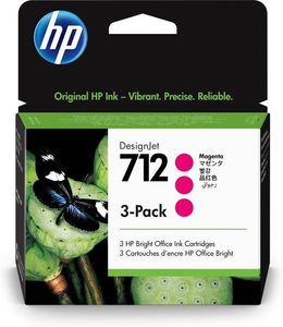 HP Supplies, HP 712 Tinte magenta 3-Pack, HP 712 3er-Pack Magenta DesignJet Druckerpatrone, 29 ml