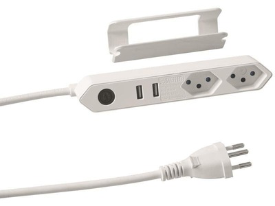 STEFFEN, Steffen Tischsteckdosenleiste STEBA, Kleine Steckdosenleiste mit USB-Anschluss