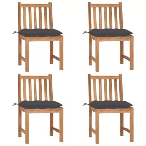 vidaXL, vidaXL Gartenstühle 4 Stk. mit Kissen Massivholz Teak, vidaXL Gartenstühle 4 Stk. mit Kissen Massivholz Teak