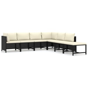 vidaXL 7-tlg. Garten-Lounge-Set mit Kissen Poly Rattan Schwarz