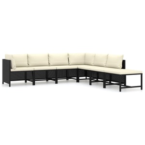 vidaXL, vidaXL 7-tlg. Garten-Lounge-Set mit Kissen Poly Rattan Schwarz