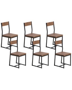 Beliani, Beliani Esszimmerstuhl dunkler Holzfarbton 6er Set LAREDO, Beliani - Esszimmerstuhl 6er Set aus MDF-Platte Industriell LAREDO, One Size, Erdbraun
